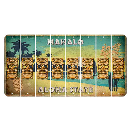 Hawaii Pineapple Cut License Plate Strips (Set of 8) Tiki