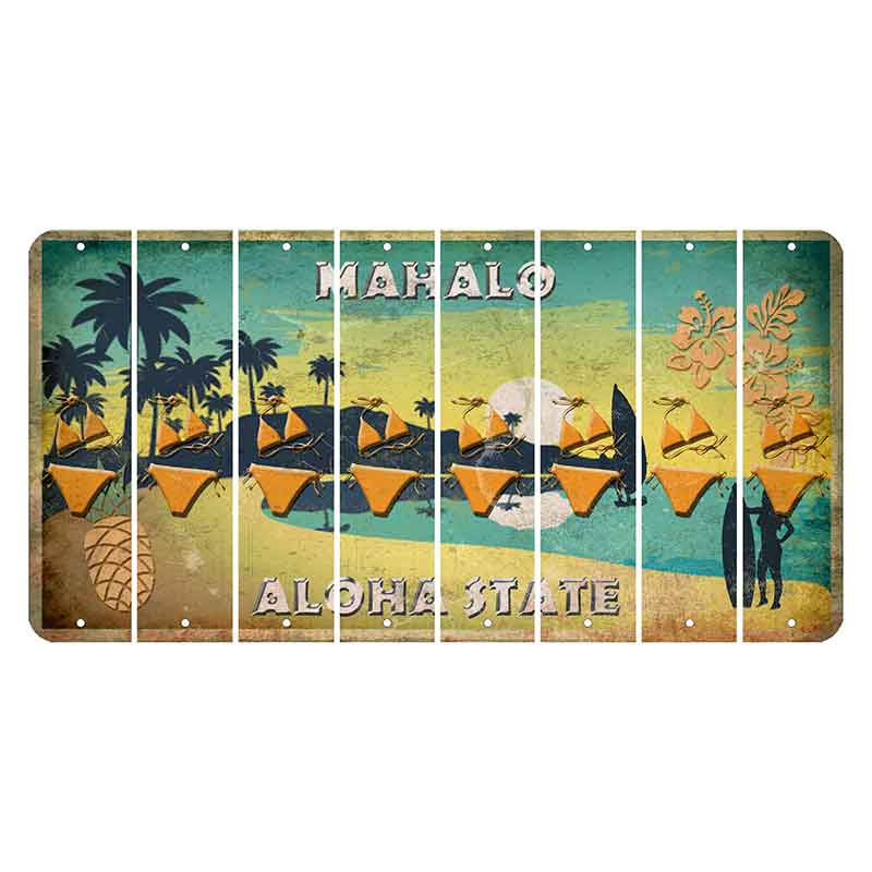 Hawaii Pineapple Cut License Plate Strips (Set of 8) Bikini