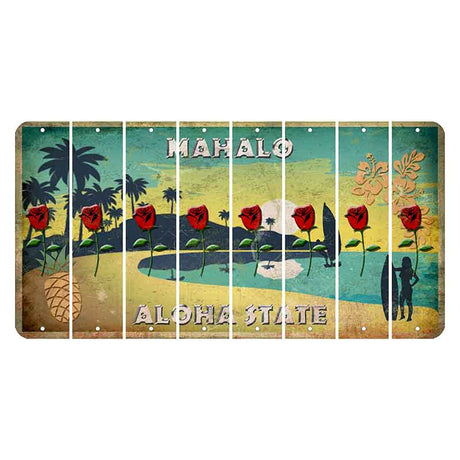 Hawaii Pineapple Cut License Plate Strips (Set of 8) Red Rose