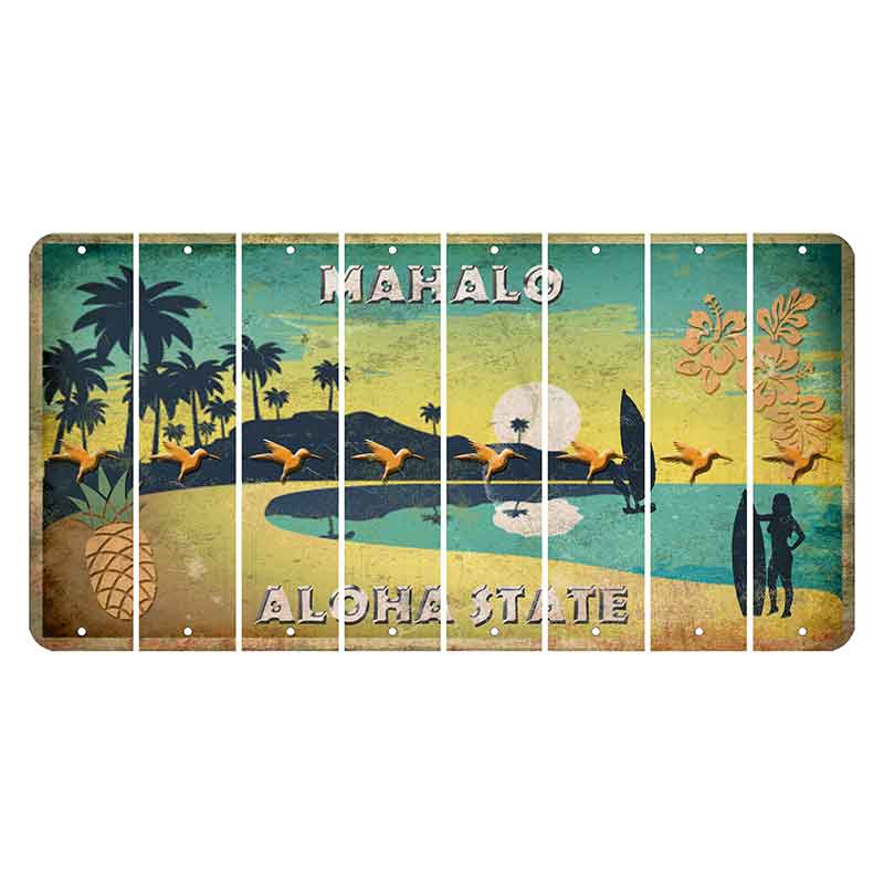 Hawaii Pineapple Cut License Plate Strips (Set of 8) Hummingbird