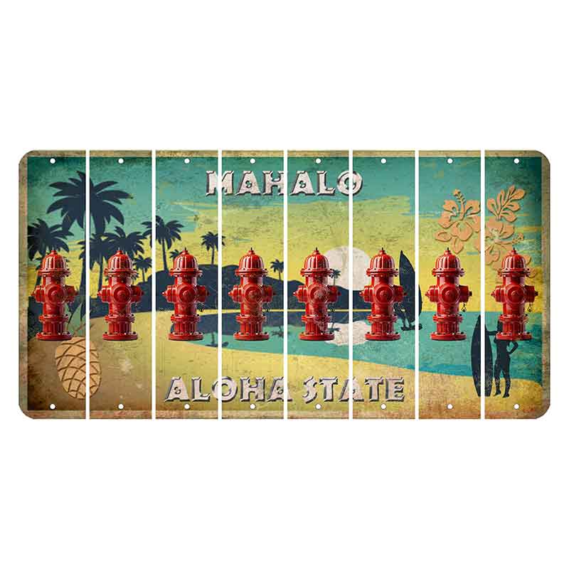 Hawaii Pineapple Cut License Plate Strips (Set of 8) Fire Hydrant
