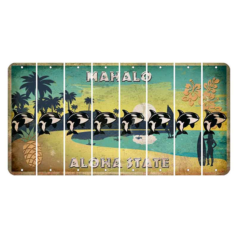 Hawaii Pineapple Cut License Plate Strips (Set of 8) Whale
