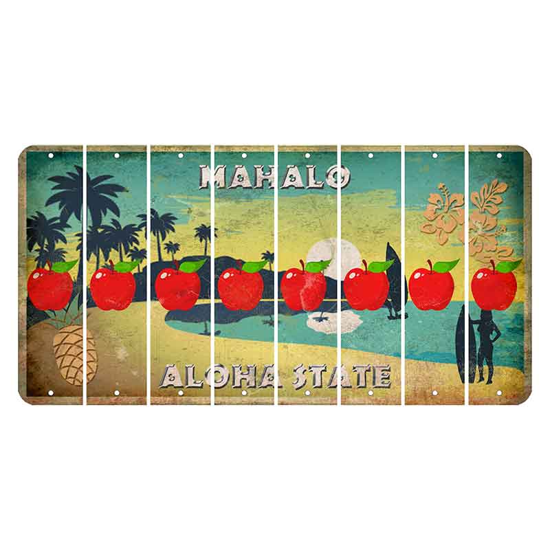 Hawaii Pineapple Cut License Plate Strips (Set of 8) Apple