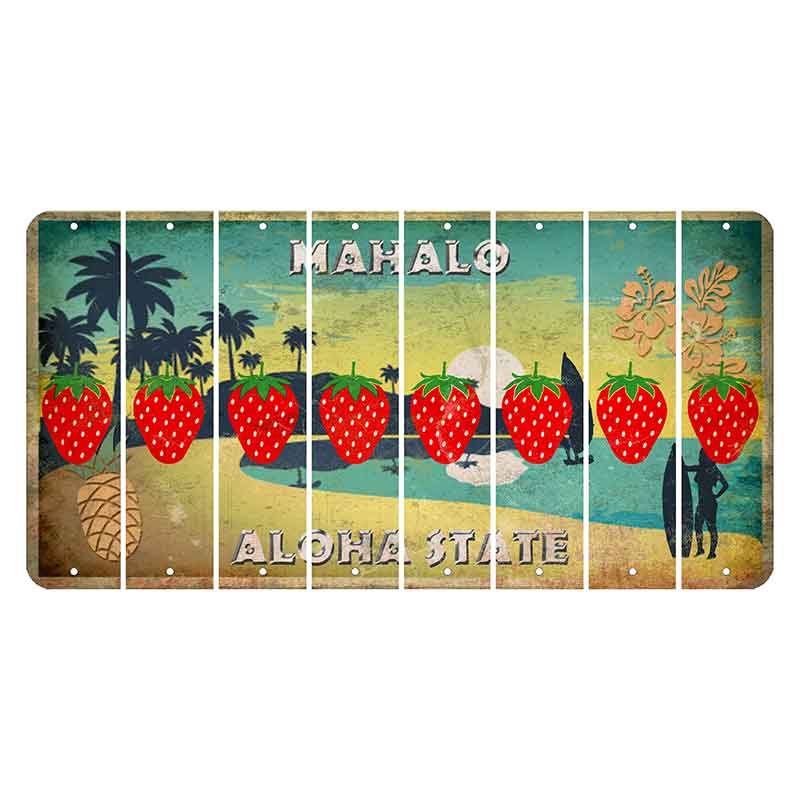 Hawaii Pineapple Cut License Plate Strips (Set of 8) Strawberry