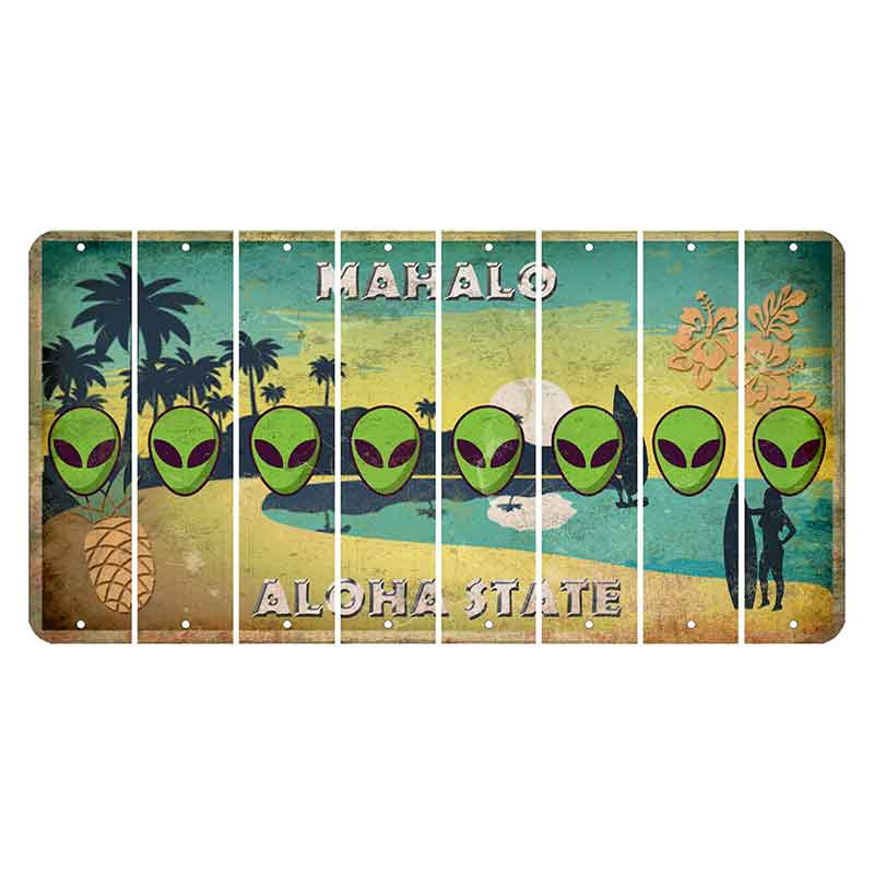 Hawaii Pineapple Cut License Plate Strips (Set of 8) Alien