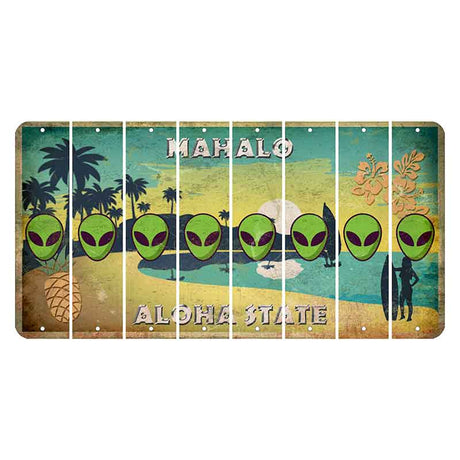 Hawaii Pineapple Cut License Plate Strips (Set of 8) Alien