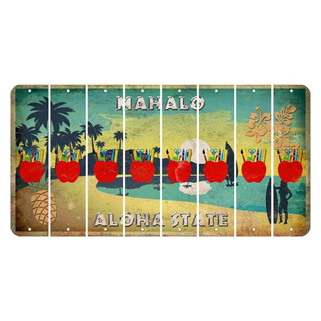 Hawaii Pineapple Cut License Plate Strips (Set of 8) Teacher Apple