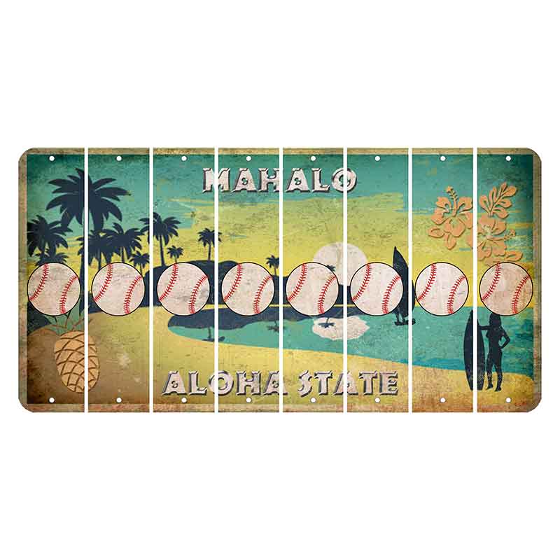 Hawaii Pineapple Cut License Plate Strips (Set of 8) Baseball
