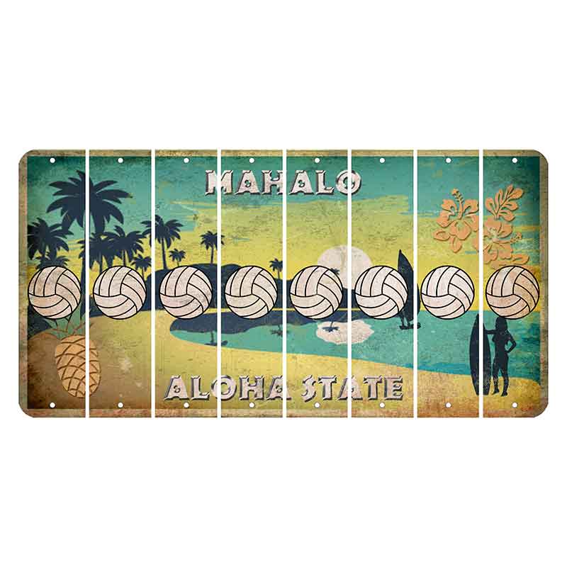 Hawaii Pineapple Cut License Plate Strips (Set of 8) Volleyball