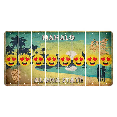 Hawaii Pineapple Cut License Plate Strips (Set of 8) Emoji - Heart Eyes
