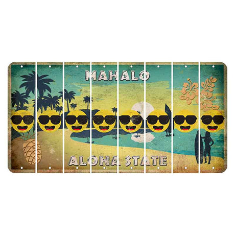 Hawaii Pineapple Cut License Plate Strips (Set of 8) Emoji - Shades