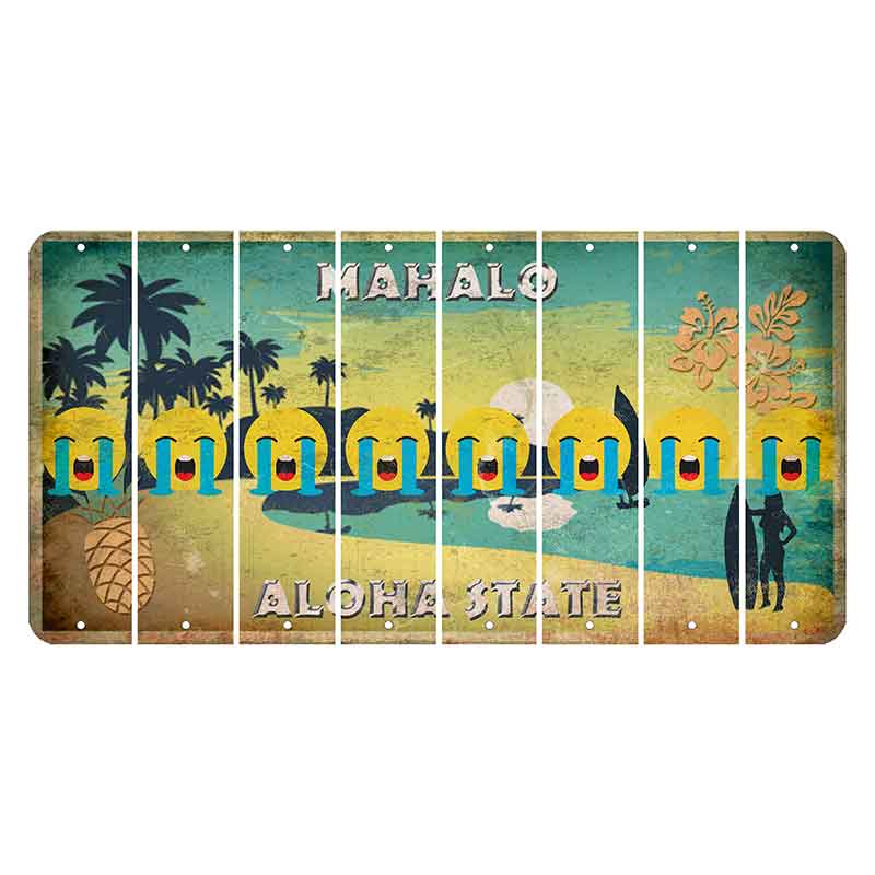 Hawaii Pineapple Cut License Plate Strips (Set of 8) Emoji - Crying