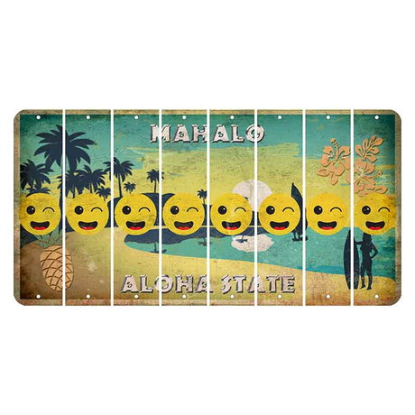 Hawaii Pineapple Cut License Plate Strips (Set of 8) Emoji - Winking