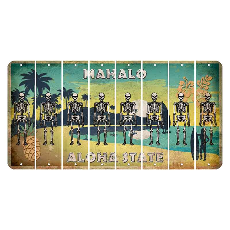 Hawaii Pineapple Cut License Plate Strips (Set of 8) Skeleton