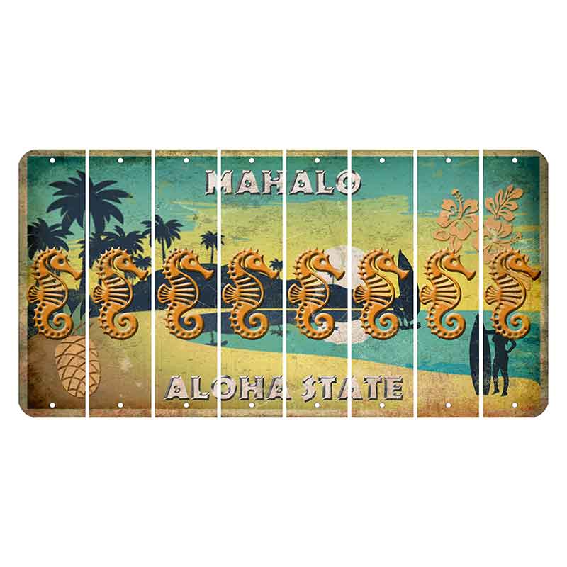 Hawaii Pineapple Cut License Plate Strips (Set of 8) Seahorse