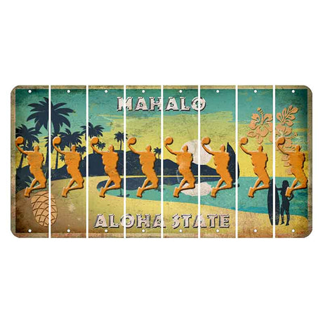 Hawaii Pineapple Cut License Plate Strips (Set of 8) Basketball Player