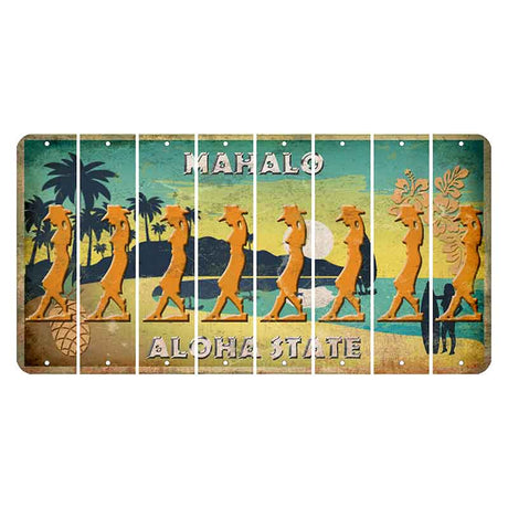 Hawaii Pineapple Cut License Plate Strips (Set of 8) Cowgirl - Leaning