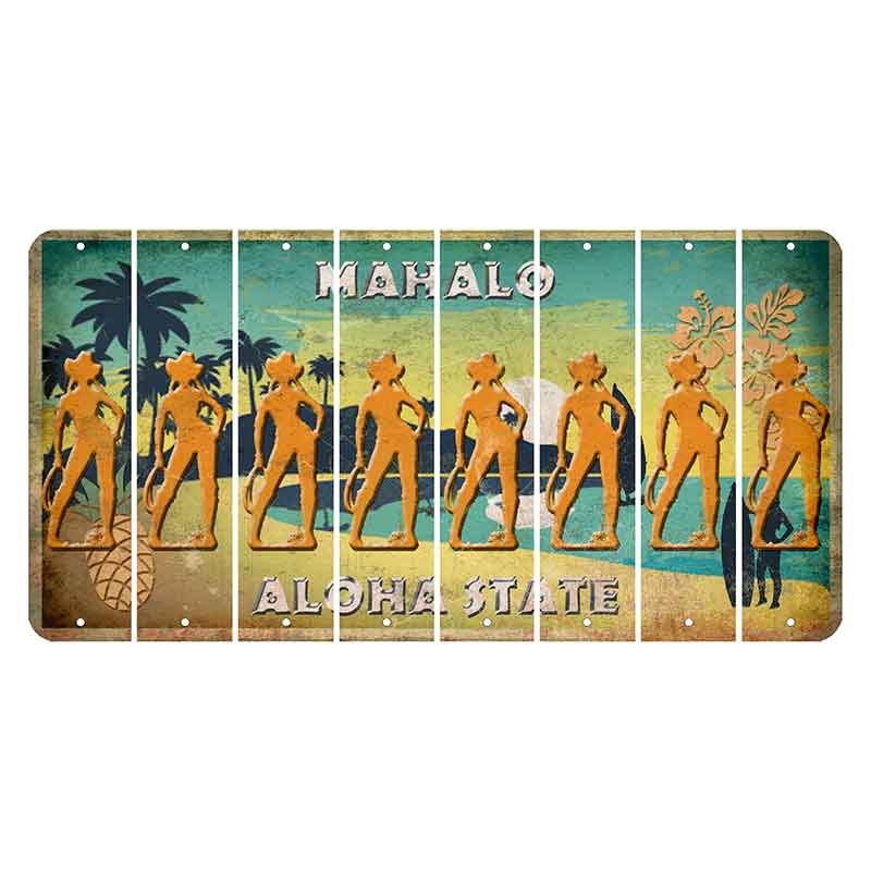 Hawaii Pineapple Cut License Plate Strips (Set of 8) Cowgirl
