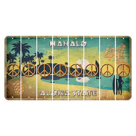 Hawaii Pineapple Cut License Plate Strips (Set of 8) Peace Sign