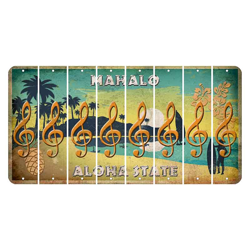 Hawaii Pineapple Cut License Plate Strips (Set of 8) Music Note