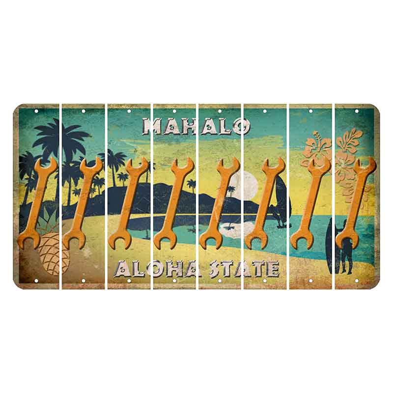 Hawaii Pineapple Cut License Plate Strips (Set of 8) Wrench