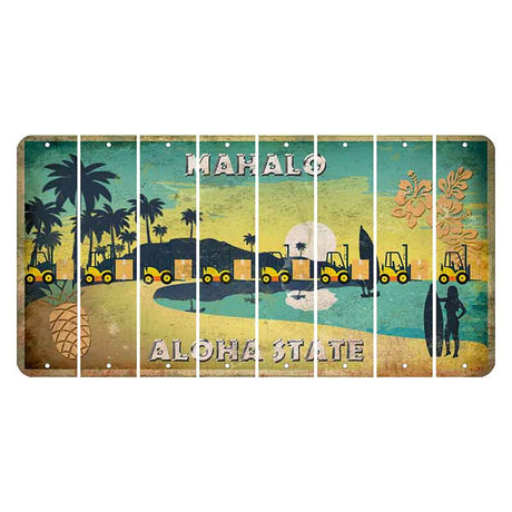 Hawaii Pineapple Cut License Plate Strips (Set of 8) Forklift