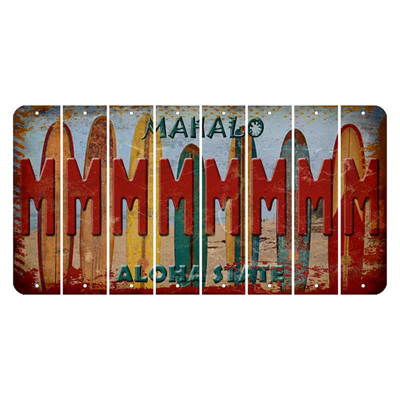 Hawaii Surfboards Cut License Plate Strips (Set of 8) M