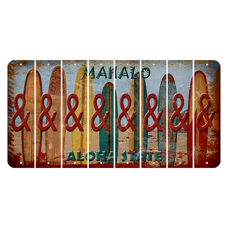 Hawaii Surfboards Cut License Plate Strips (Set of 8) And Sign