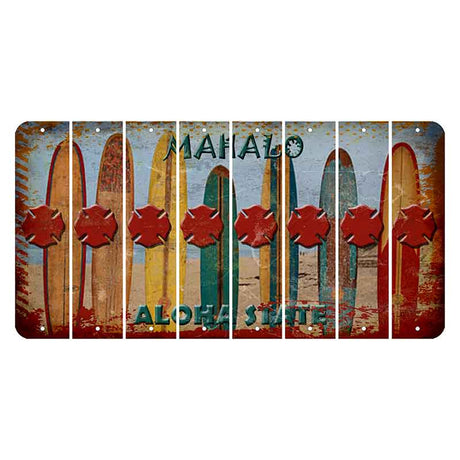 Hawaii Surfboards Cut License Plate Strips (Set of 8) Fire Badge