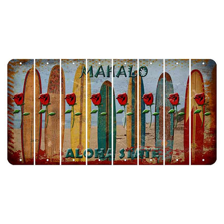 Hawaii Surfboards Cut License Plate Strips (Set of 8) Red Rose
