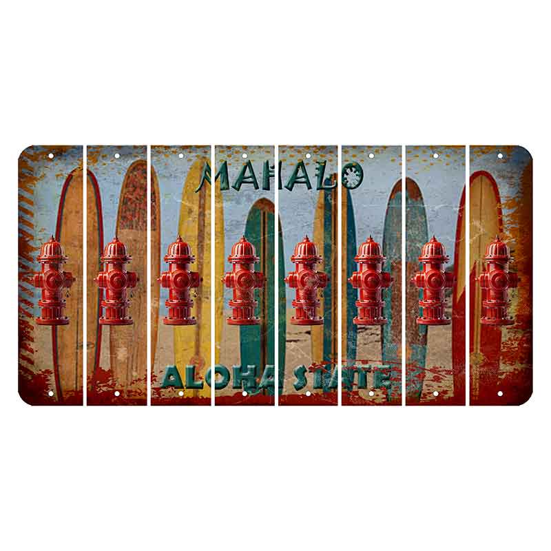 Hawaii Surfboards Cut License Plate Strips (Set of 8) Fire Hydrant