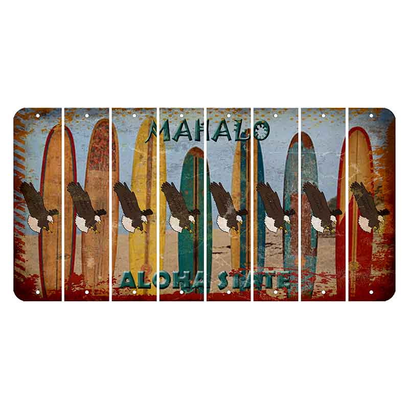 Hawaii Surfboards Cut License Plate Strips (Set of 8) Bald Eagle
