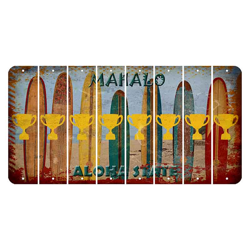 Hawaii Surfboards Cut License Plate Strips (Set of 8) Trophy
