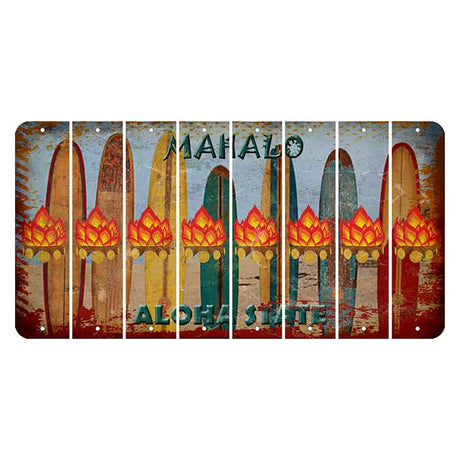 Hawaii Surfboards Cut License Plate Strips (Set of 8) Campfire