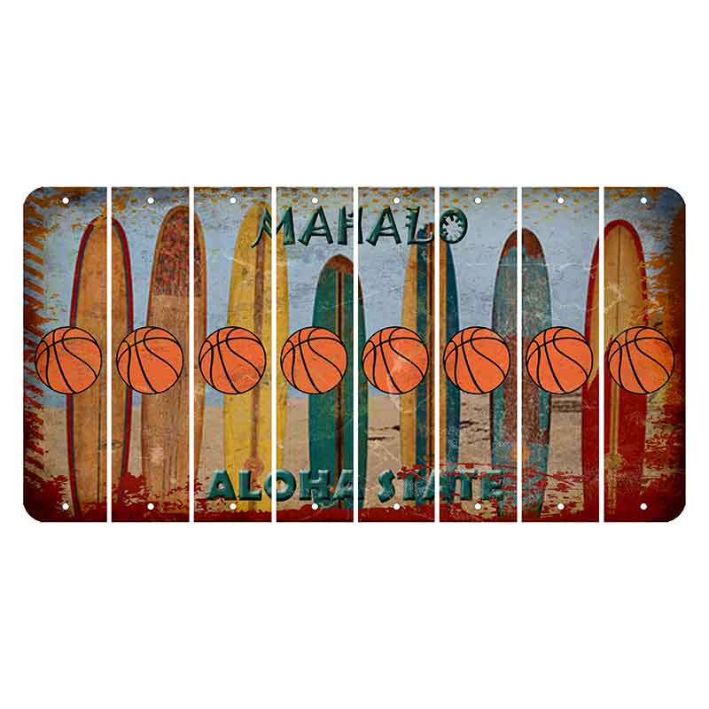Hawaii Surfboards Cut License Plate Strips (Set of 8) Basketball