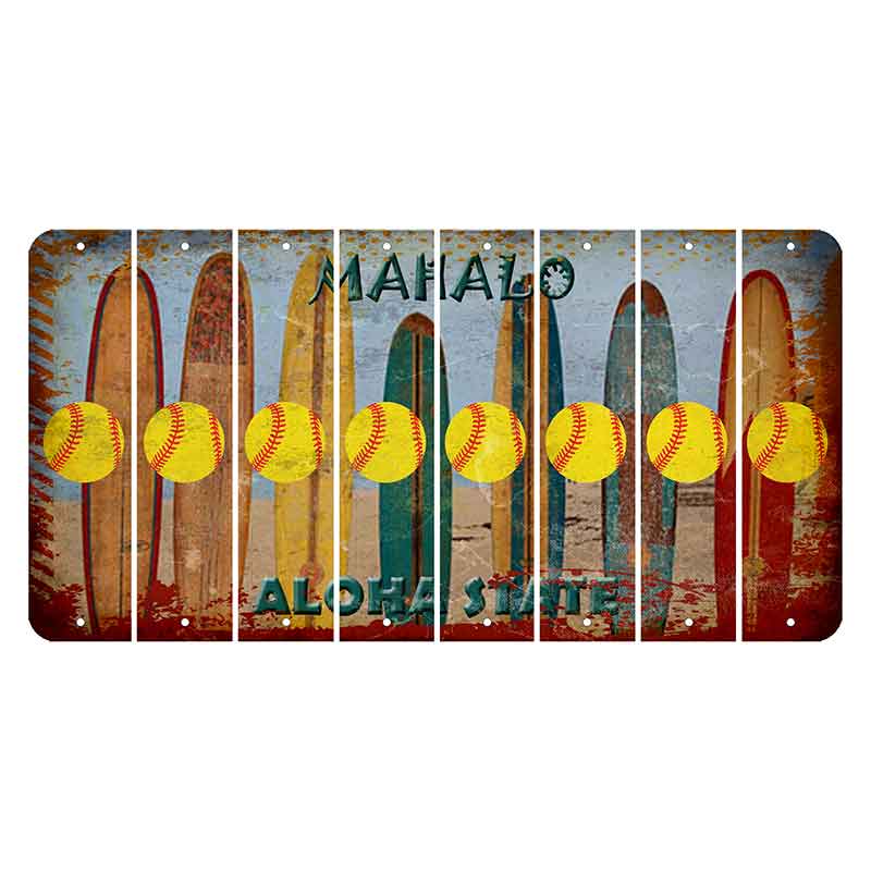 Hawaii Surfboards Cut License Plate Strips (Set of 8) Softball