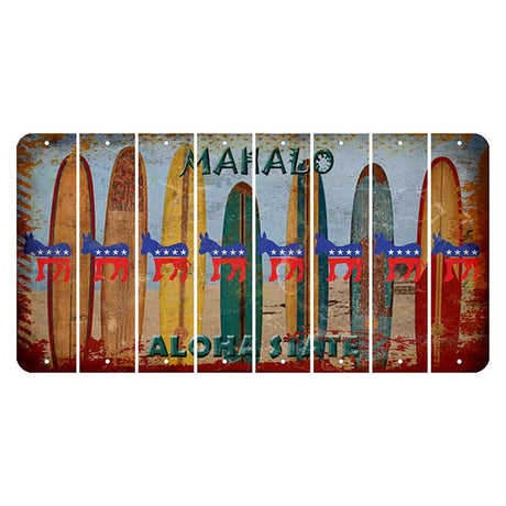 Hawaii Surfboards Cut License Plate Strips (Set of 8) Democrat
