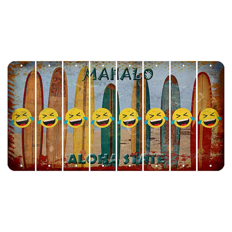 Hawaii Surfboards Cut License Plate Strips (Set of 8) Emoji - Laughing