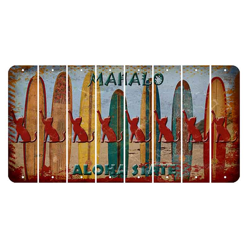 Hawaii Surfboards Cut License Plate Strips (Set of 8) Cat