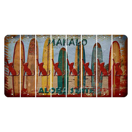 Hawaii Surfboards Cut License Plate Strips (Set of 8) Cat