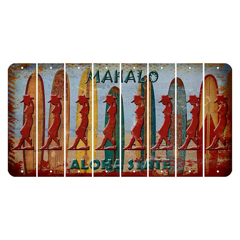 Hawaii Surfboards Cut License Plate Strips (Set of 8) Cowgirl - Leaning