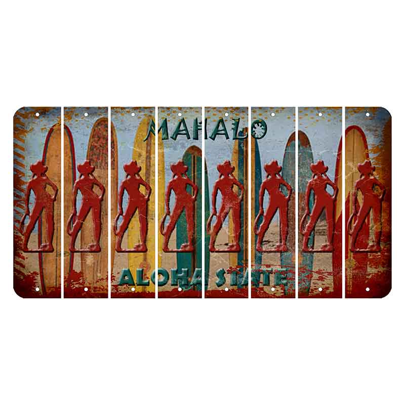 Hawaii Surfboards Cut License Plate Strips (Set of 8) Cowgirl