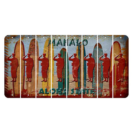 Hawaii Surfboards Cut License Plate Strips (Set of 8) Soldier - Saluting