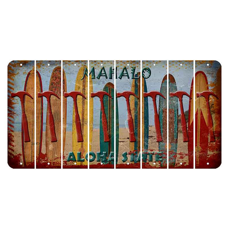 Hawaii Surfboards Cut License Plate Strips (Set of 8) Hammer