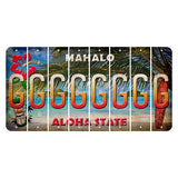 Hawaii Beach Scene Cut License Plate Strips (Set of 8) G