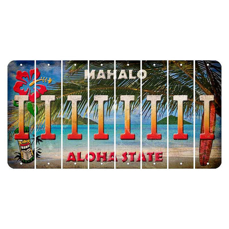 Hawaii Beach Scene Cut License Plate Strips (Set of 8) I