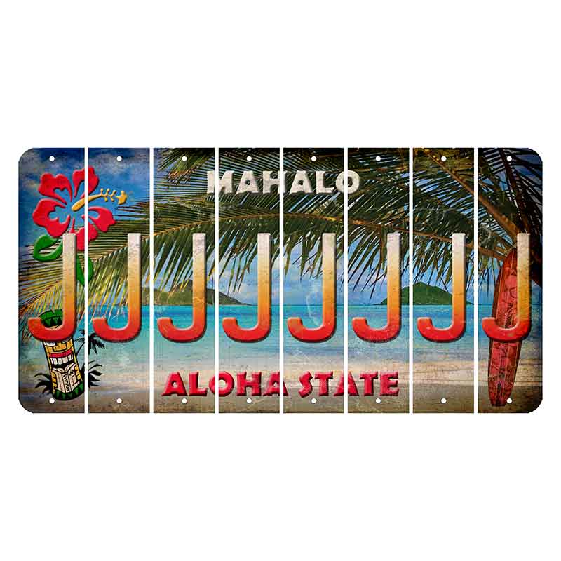 Hawaii Beach Scene Cut License Plate Strips (Set of 8) J