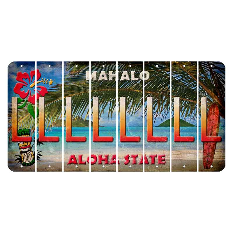 Hawaii Beach Scene Cut License Plate Strips (Set of 8) L
