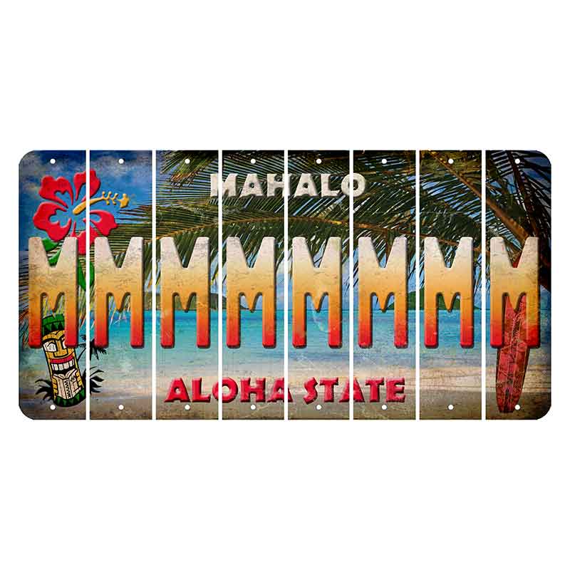 Hawaii Beach Scene Cut License Plate Strips (Set of 8) M