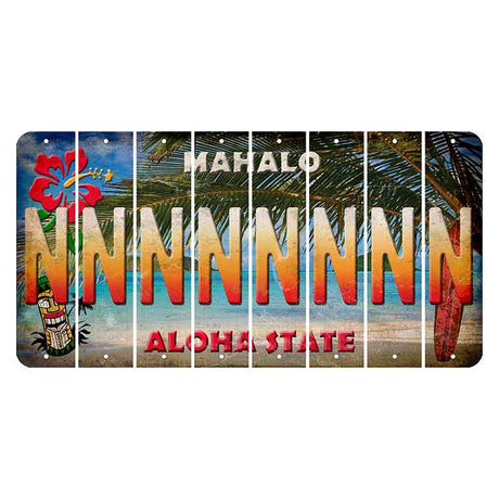Hawaii Beach Scene Cut License Plate Strips (Set of 8) N